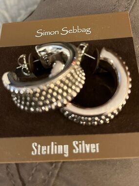 Simon Sebbag Textured Sterling Silver Dome Hoop Earrings